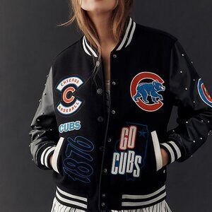 NWT Anthropologie x Wild Collective MLB Sequin Bomber Jacket Chicago Cubs XS